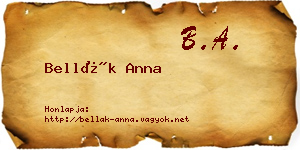 Bellák Anna névjegykártya